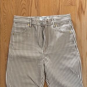 Reformation tan and white striped jeans